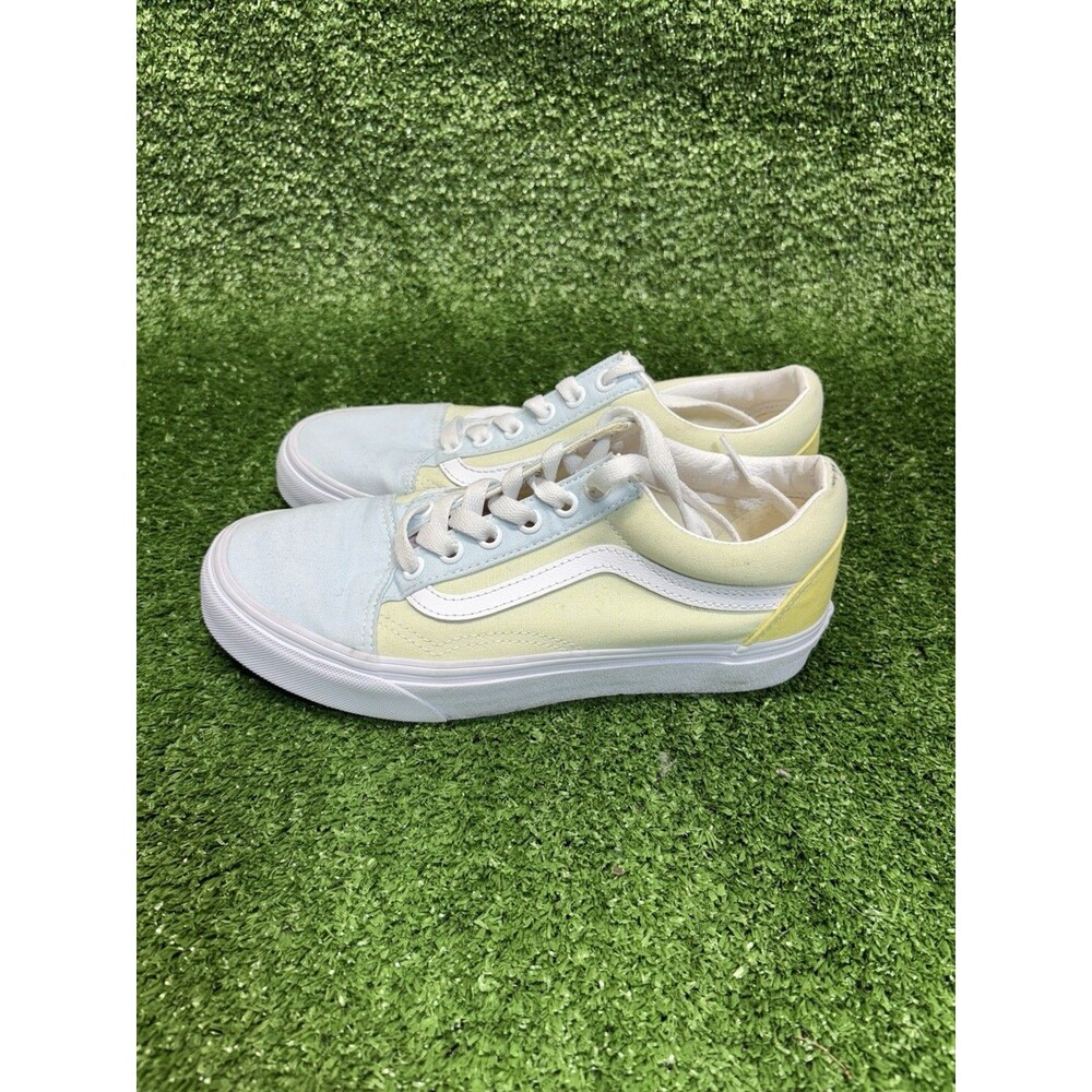 Womens 7 VANS Old Skool Low Top "Pastel Block" Retro Sk8 Pink Blue Yellow Easter